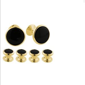 David Donahue yellow brass & black onyx cuff links